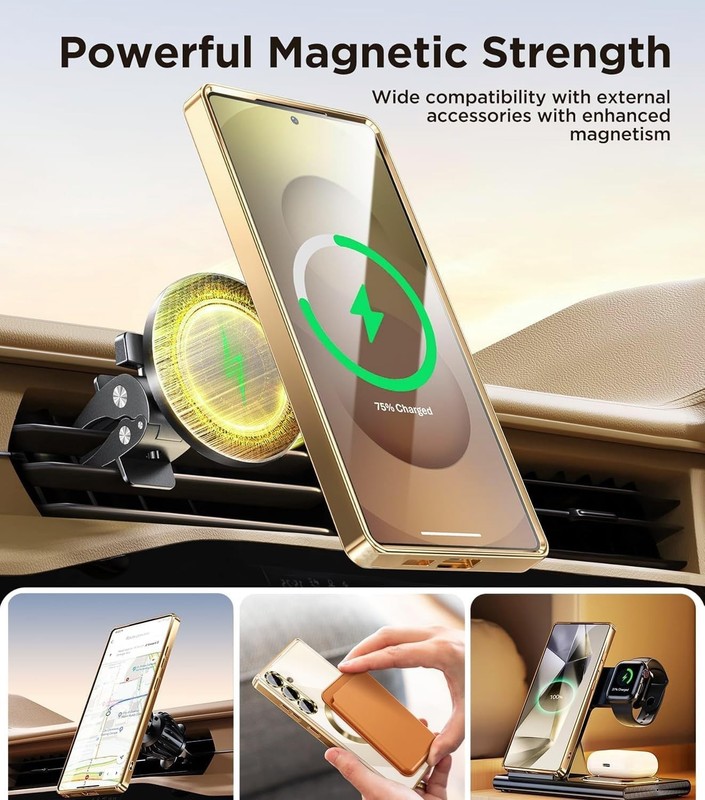 For Samsung Galaxy S26 Plus Magnetic Glossy Clear Case w/ 2x Screen Protector gallery