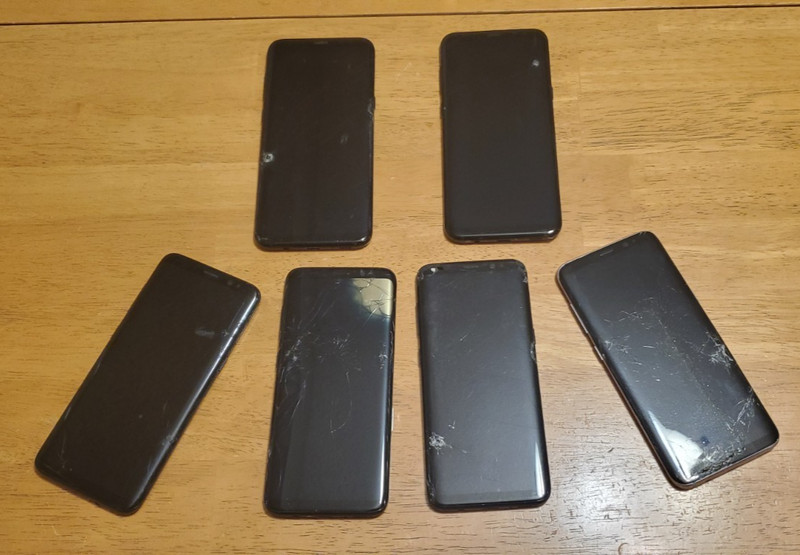 Lot 6-Samsung Galaxy S8 & S8+ Plus Midnight Black Midframe & Bad Display Only