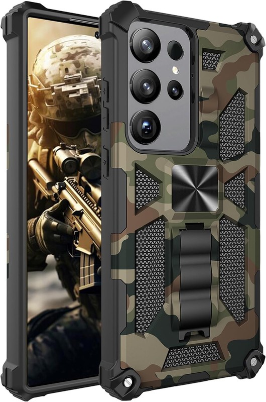 Samsung Galaxy S24 Ultra Case Rugged Camo Men Army Green | Military Grade Drop P gallery