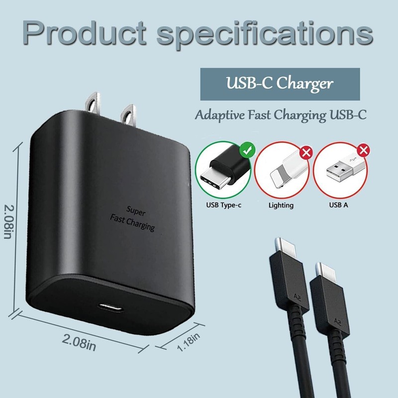 45W Wall Adapter Fast Power Phone Charging Cord For Samsung Galaxy S22 S23 S24+A gallery