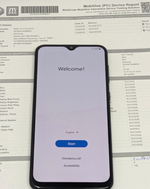 Samsung Galaxy A20 – 32 GB – Black (TracFone) – MobiCHECK: PASSED