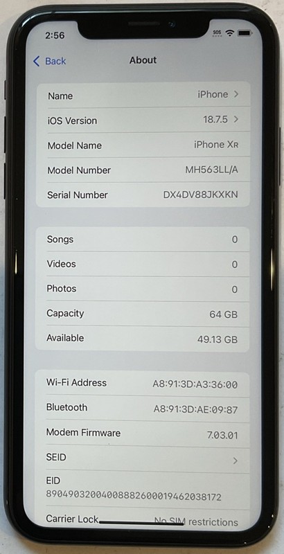 GSM UNLOCKED iPhone XR, 64GB A1984 MH563LL/A WITH CRACKED REAR GLASS FOR REPAIR gallery