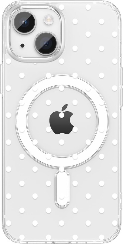 For iPhone 14 Plus/15 Plus Case with Magnetic Cute Polka Dot Shockproof Clear Co