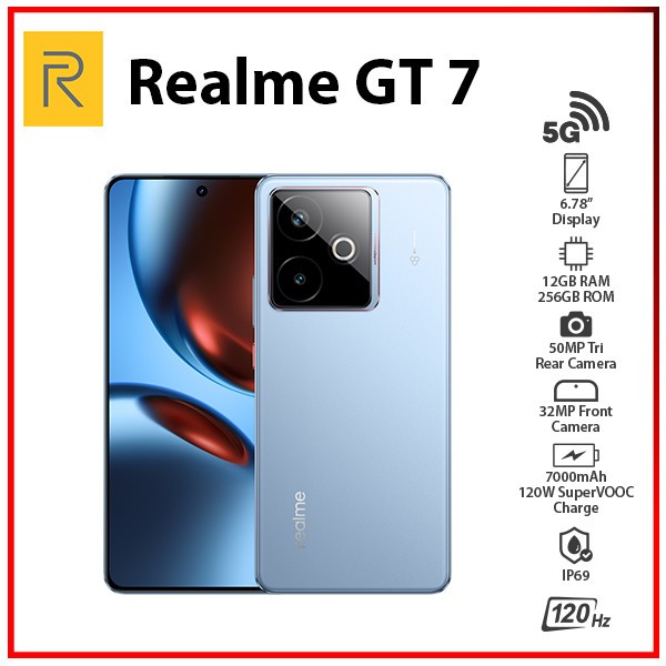 Realme GT 7 5G 12GB+256GB BLUE Dual SIM Unlocked Global Android Cell Phone