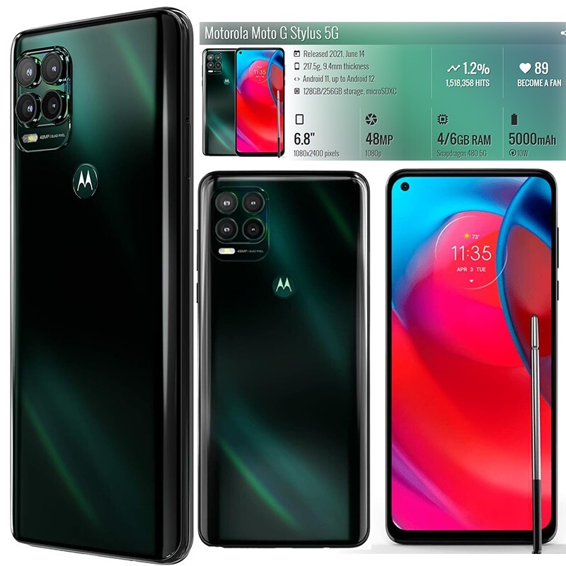 Original Motorola Moto G Stylus 5G (2021) Smartphone GSM Unlocked 128GB ROM WIFI