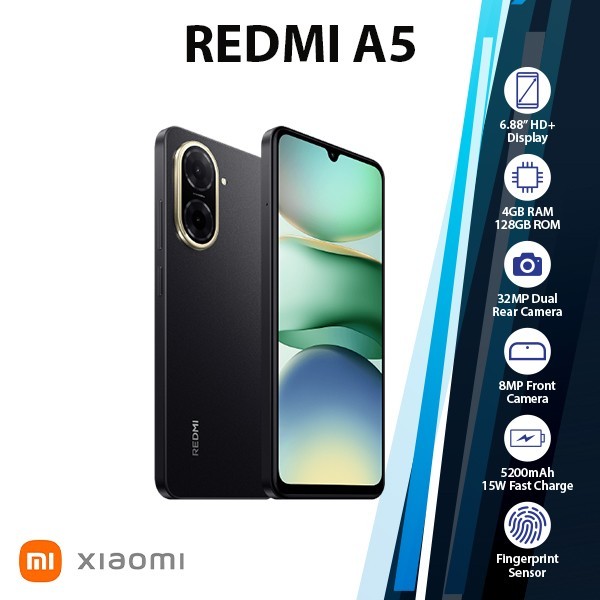 Xiaomi Redmi A5 Android Cell Phone (4GB+128GB/BLACK/Dual SIM/Unlocked/NEW)