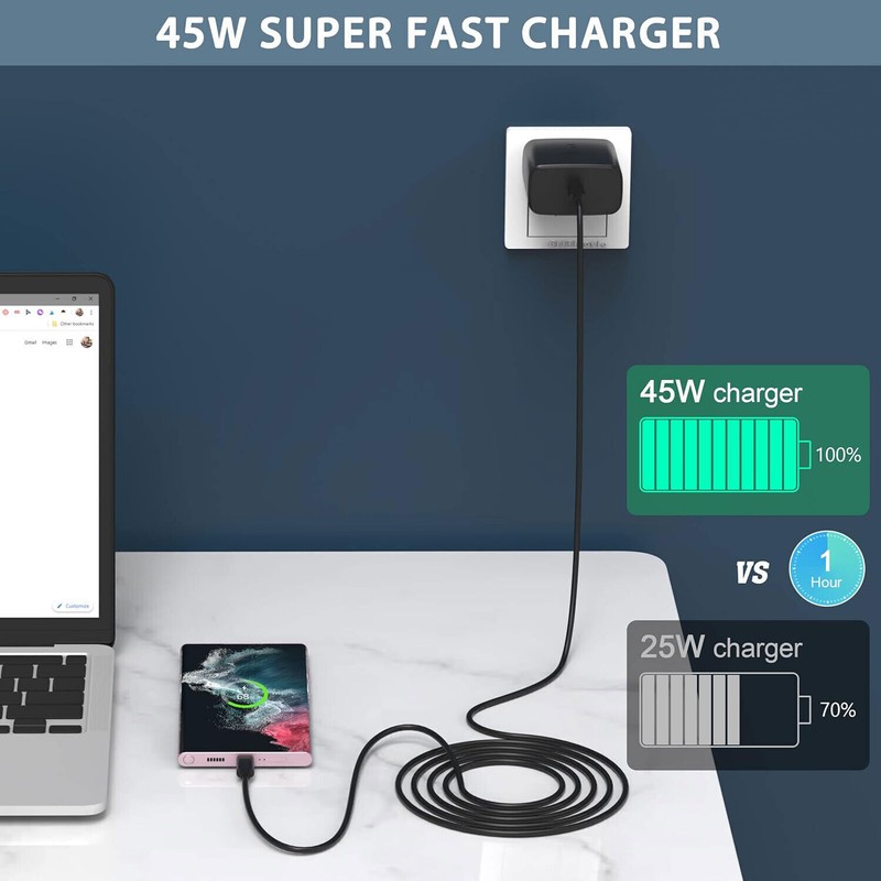 45W Power Adapter 6ft Fast Charger Cable For Samsung Galaxy S24 S23 S22 S21 S20 gallery
