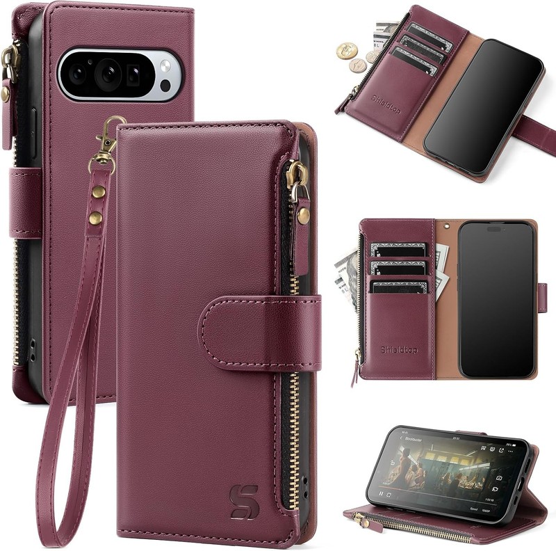 RFID Blocking PU Leather Flip Wallet Case for Google Pixel 9 5G, Card Holder, Wi