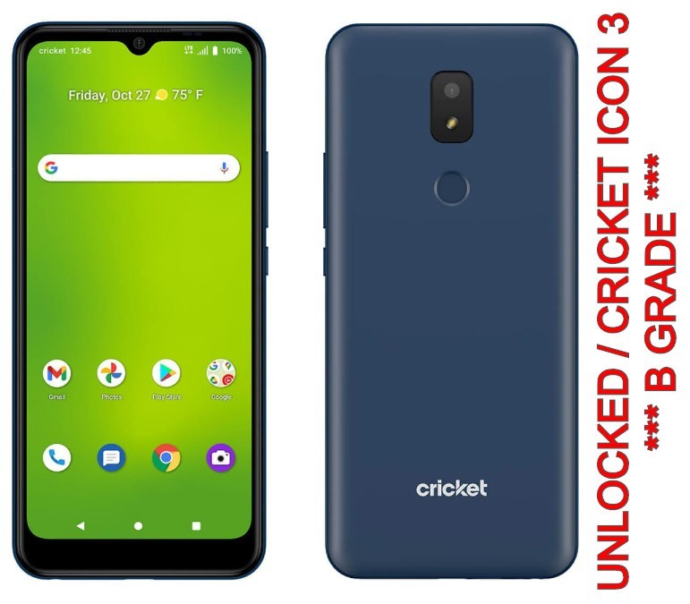 UNLOCKED or Cricket Icon 3 EC211002 32GB 4G LTE Android Smart Phone *B GRADE*