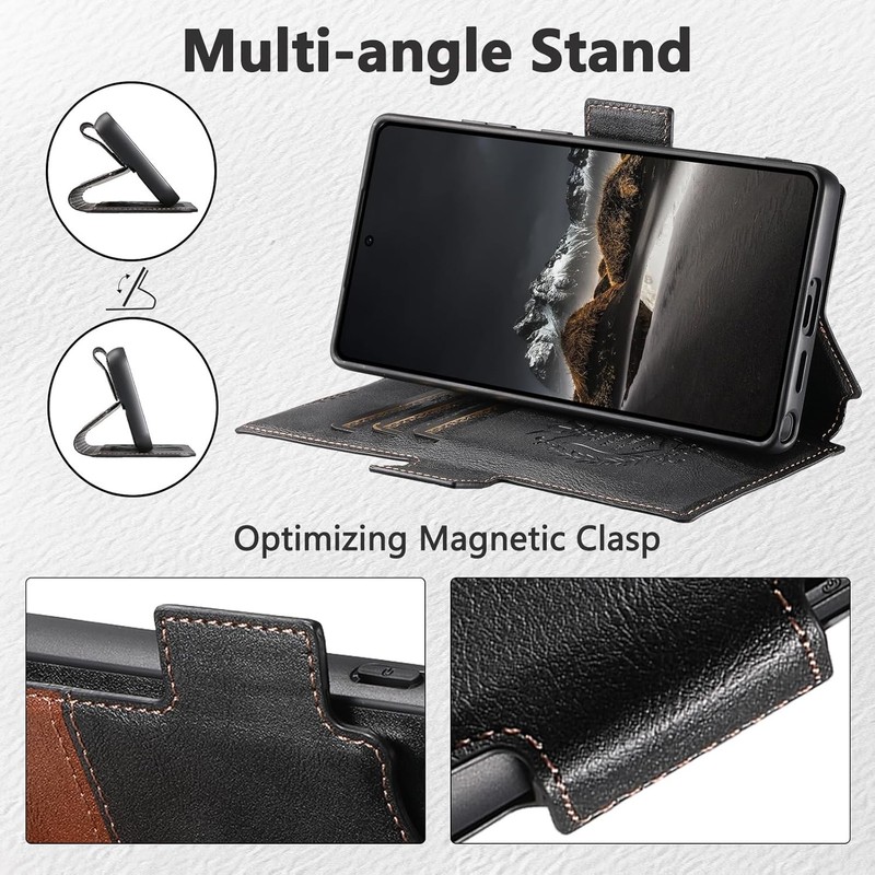Samsung Galaxy S23 Ultra Leather Wallet Case Detachable Cover with Card Slots Bl gallery